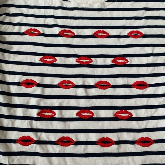 JCREW Embroidered Breton Striped Top Long Sleeve - Picture 3 of 5